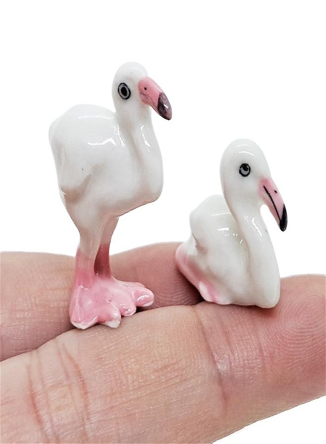 WitnyStore Tiny ¾ Inch Long Pink White Sitting Baby Flamingo Figurine - Miniature Hand Made Painted Ceramic Phoenicopterus roseus Birds Animals Porcelain Decorative Collectible Figurines Décor Gifts - Image 3