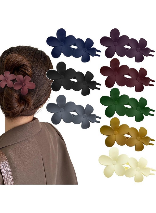 DonLeeving 8 PACK Flower Alligator Hair Clips Matte Curved Hair Claw No Slip Hair Clips Volume Strong Hold Clip Hair Claw Hair Accessories for Women Girls - Image 1
