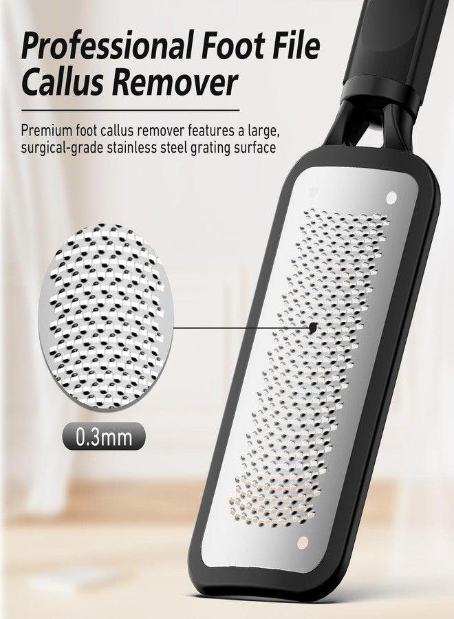 BALUCA Professional Foot File & Callus Remover - Stainless Steel Foot Rasp & Metal Feet Scrubber, Pedicure Tool for Hard Skin & Dead Skin Removal, Cracked Heel Repair for Baby Soft Feet (Black) - Image 4