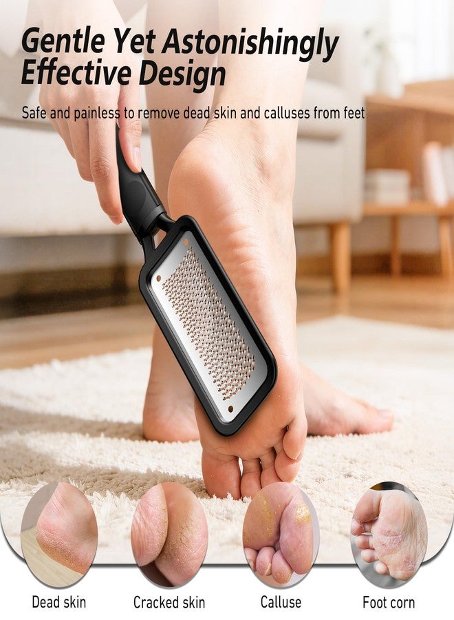 BALUCA Professional Foot File & Callus Remover - Stainless Steel Foot Rasp & Metal Feet Scrubber, Pedicure Tool for Hard Skin & Dead Skin Removal, Cracked Heel Repair for Baby Soft Feet (Black) - Image 3