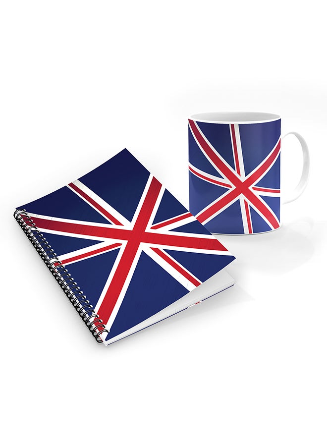Stylizedd Designer Printed Coffee Mug + A5 Spiral Notebook Memo Notepad Journal Personalised Combo Gift Set Flag of UK