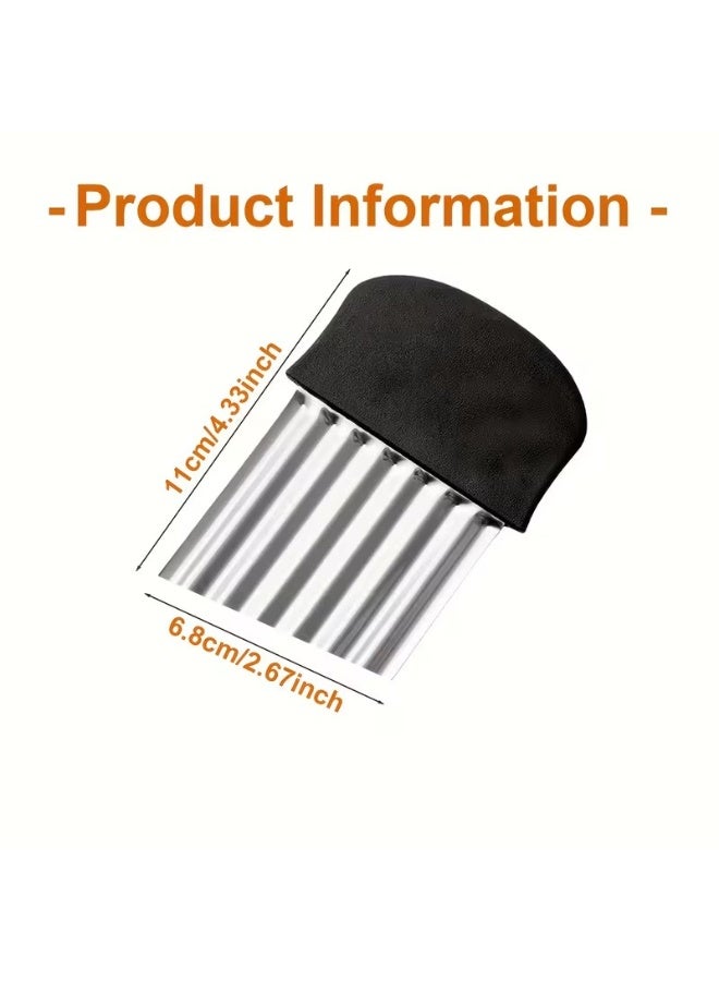 Goolsky 1pc Stainless Steel Wave Slicer with Ergonomic Plastic Handle - Manual Multifunctional Vegetable & Fruit Cutter for Potatoes, Carrots, Fries, Salads - Durable Kitchen Tool for Home Cooking, Salad Preparation, Sturdy Construction - Image 2