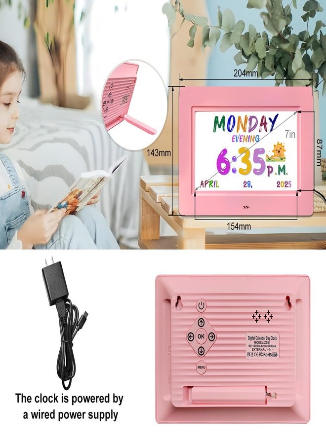 SSYA Digital Calendar, Kids Digital Clock, 20 Alarms Custom Reminders, Auto DST, Large Clear Display, Alarm Clocks for Bedrooms & Kids, Easy to Use for Kids. (Pike, 7 inch) - Image 2