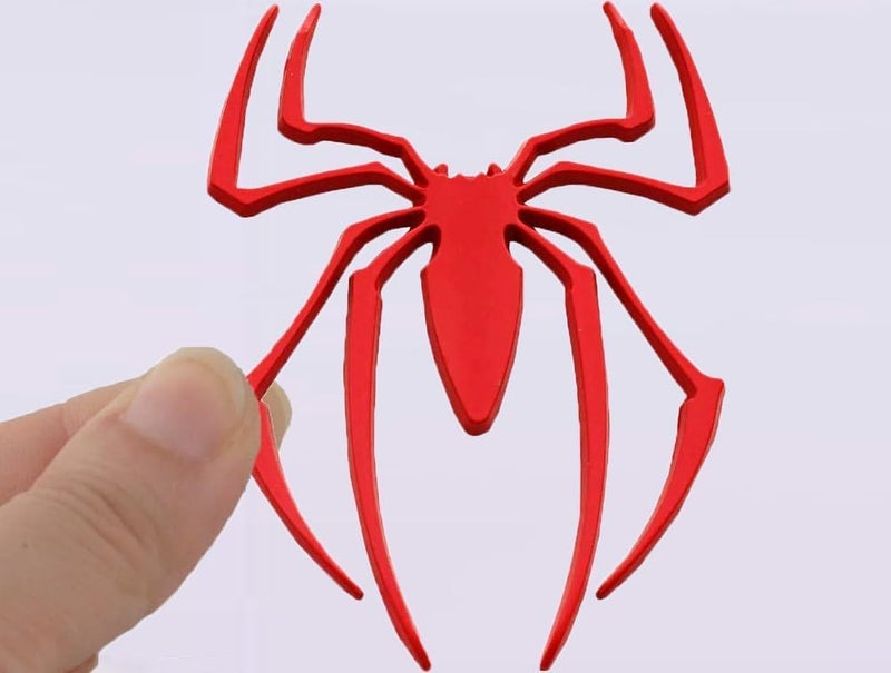 AutoBizarre 3D Raised Spider Logo Metal Monogram Emblem Badge Sticker for All Cars & Bikes (Red) - Image 1