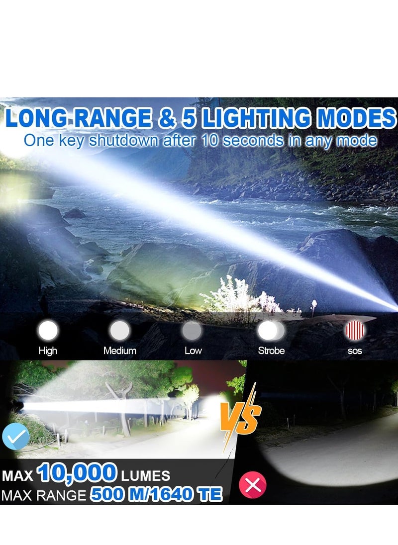 Generic - Flashlights LED High Lumens Rechargeable, 100,000 Lumen Super Bright Flashlight, USB Fast Charging High Powered Flash Light, Powerful IP67 Waterproof Handheld Flashlights for Home,Camping - Image 1