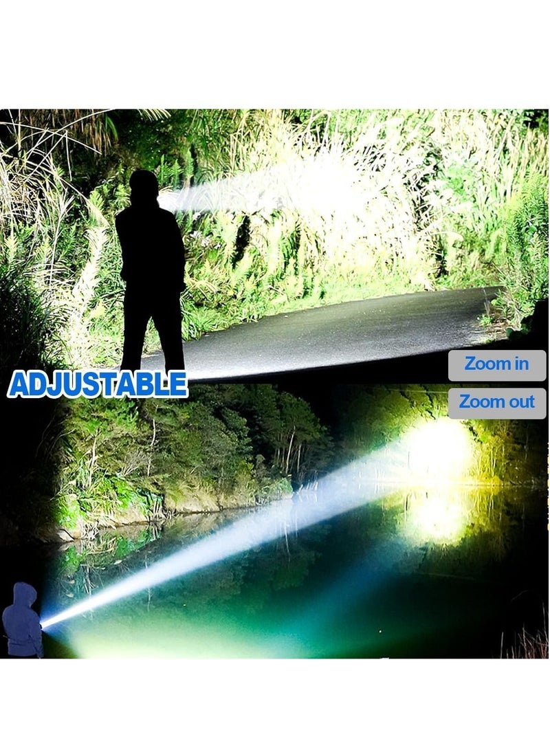 LED Flashlight, 10000 LM Super Bright Rechargeable Tactical Flashlight with Side Light, Power Bank Function, Type-C Fast Charging, Zoomable Waterproof Handheld Torch for Camping Hiking Outdoor Emergency - Image 5