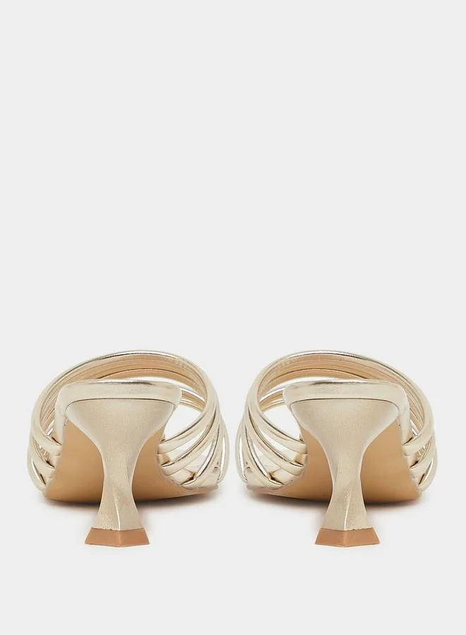 Styli Multi Strap Open Toe Kitten Heel Sandals