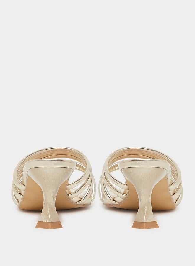 ستايلي صندل بكعب قطة مفتوح من الأمام بأشرطة متعددة - Image 5