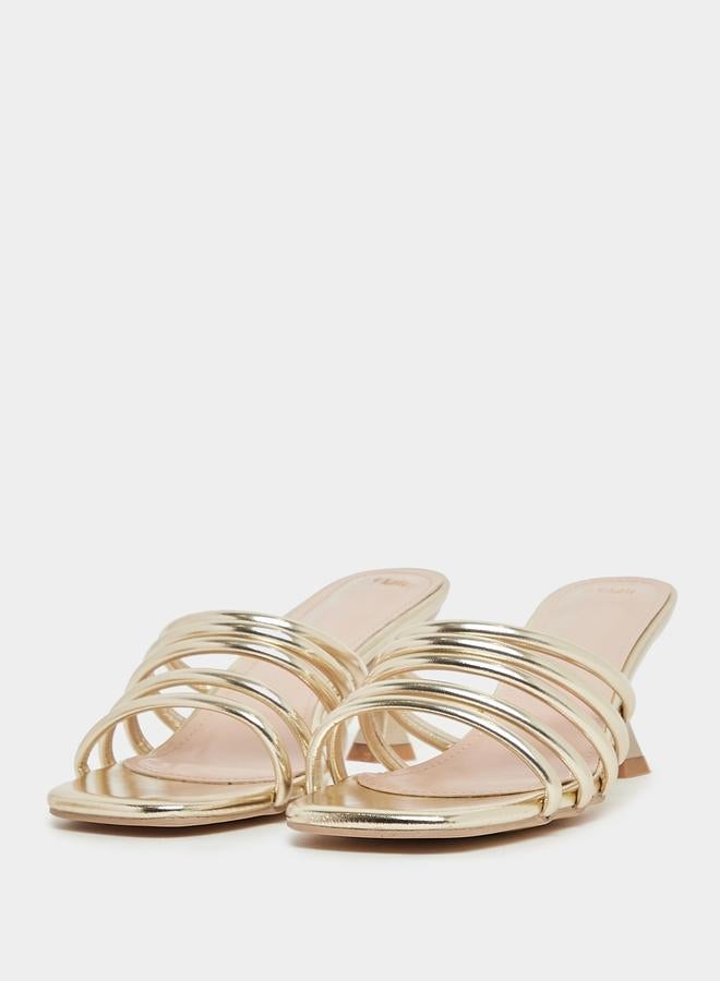 ستايلي صندل بكعب قطة مفتوح من الأمام بأشرطة متعددة - Image 3