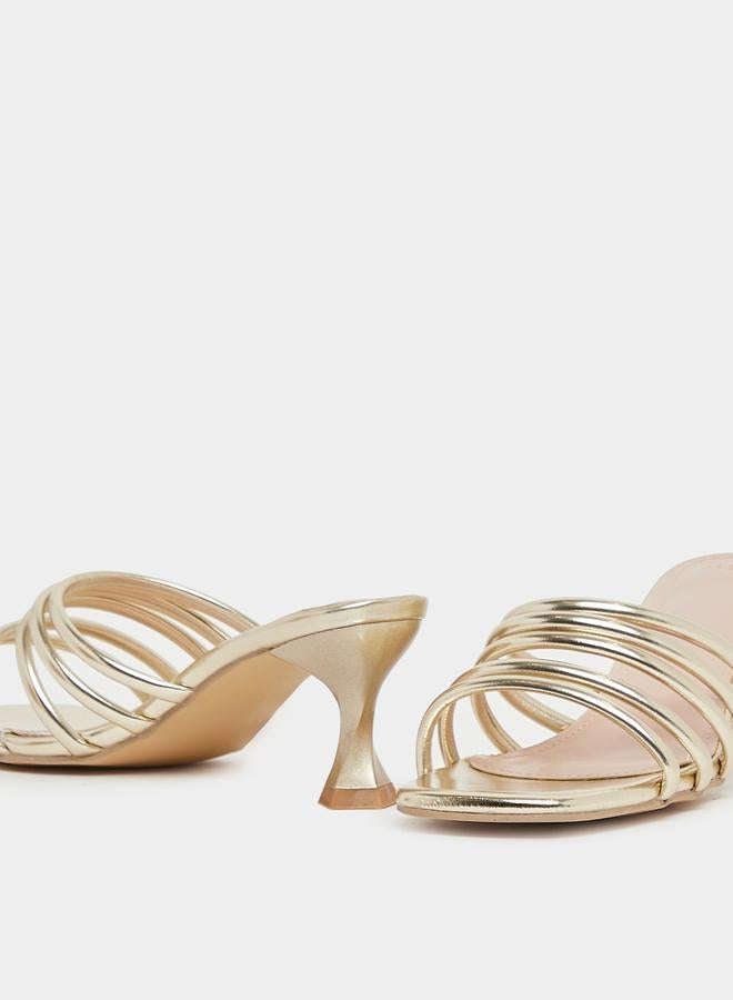 ستايلي صندل بكعب قطة مفتوح من الأمام بأشرطة متعددة - Image 4