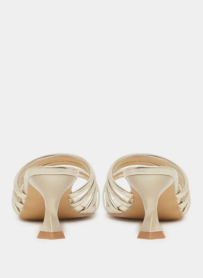 Styli Multi Strap Open Toe Kitten Heel Sandals