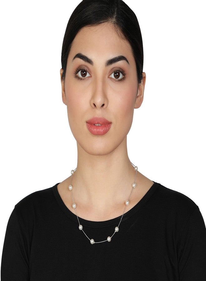 Aaishwarya Elegant White Pearl Necklace for Women and Girls | Pearls Jewelry | Stylish Neck Chain Jewellery | Minimal Gift Accessory - Image 5