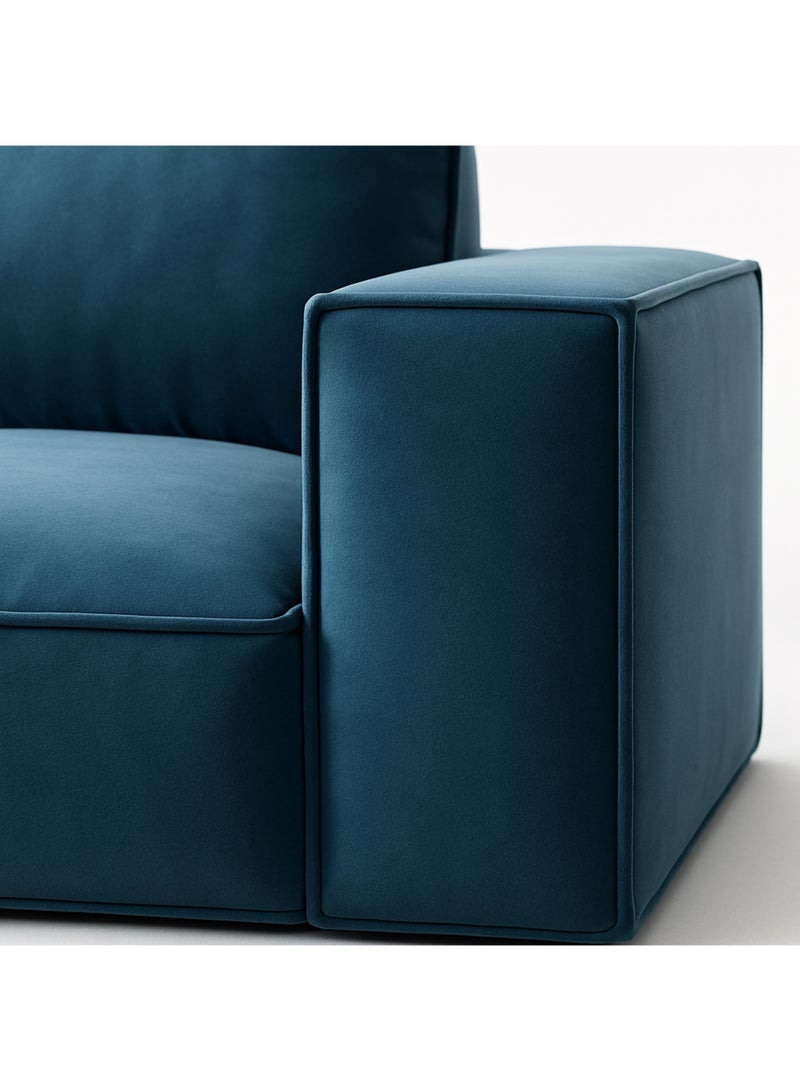 KUSTOMDECO KUSTOMDECO Luxury Carol Corner Sofa 3 Seater L-Shape Velvet Sofa | Modern Arabic Furniture, Fabric Cushion Back | Wood & Metal Frame, Elegant Cotton Upholstery | Living room furniture (Blue)  - Image 5