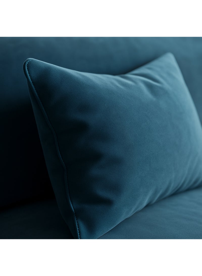 KUSTOMDECO KUSTOMDECO Luxury Carol Corner Sofa 3 Seater L-Shape Velvet Sofa | Modern Arabic Furniture, Fabric Cushion Back | Wood & Metal Frame, Elegant Cotton Upholstery | Living room furniture (Blue)  - Image 4
