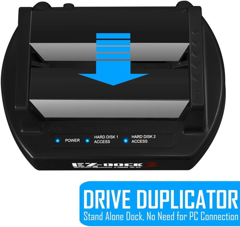KingWin USB 3.0 Dual Bay Hard Drive Docking Station for 2.5” & 3.5” SATA HDD/SSD, Hot Swap, Tool-Free, UASP Support, 5Gbps High-Speed Transfer, PC Laptop Backup & Storage, Offline Clone. - Image 4