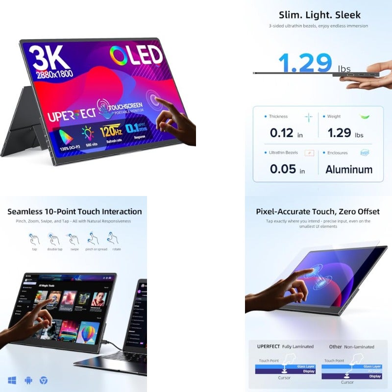 يوبرفكت Uperfect Touchscreen Oled Portable Monitor 14 14 inch