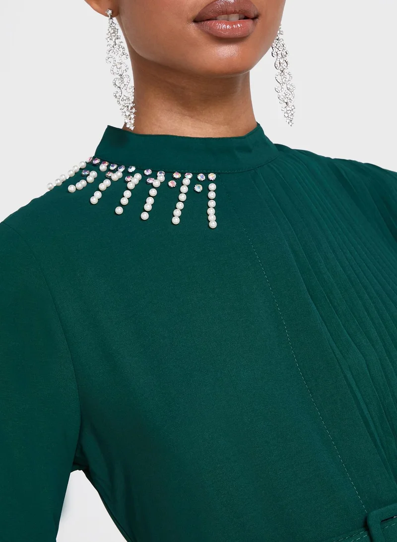 Khizana Embellished Detail Belted Dress