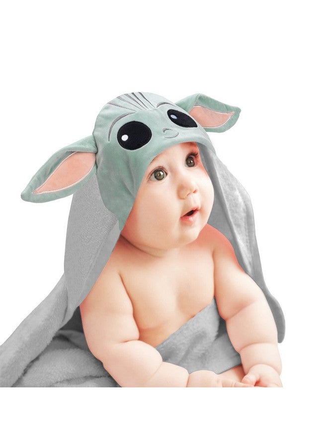 Lambs & Ivy Star Wars The Child/Baby Yoda/Grogu Gray Hooded Baby Bath Towel - Image 1