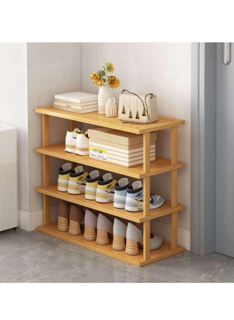 هاي هونور رف تخزين أحذية من الخيزران رف تخزين أحذية متعدد الوظائف رف تخزين أحذية من الخيزران منظم أحذية خزانة أحذية من الخيزران للأماكن الداخلية والخارجية (4 طبقات) - Image 1