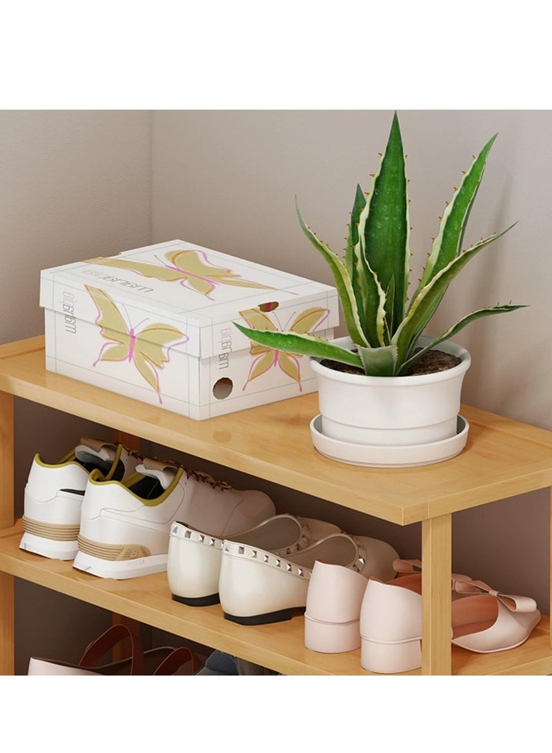 هاي هونور رف تخزين أحذية من الخيزران رف تخزين أحذية متعدد الوظائف رف تخزين أحذية من الخيزران منظم أحذية خزانة أحذية من الخيزران للأماكن الداخلية والخارجية (4 طبقات) - Image 4