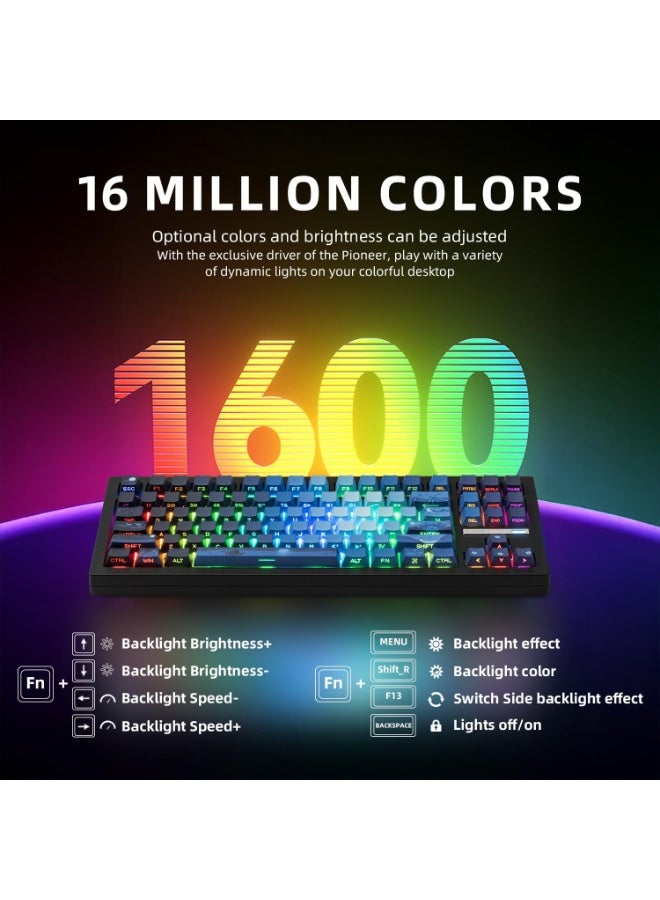 ZORNHER ZH870 Wireless Mechanical Gaming Keyboard,80% Blue Custom Creamy Sound Keyboard with Lighted Up Dye Sublimation PBT Keycaps,Pre-lubed Linear Switches,Hot-Swappable,RGB Backlit - Image 4