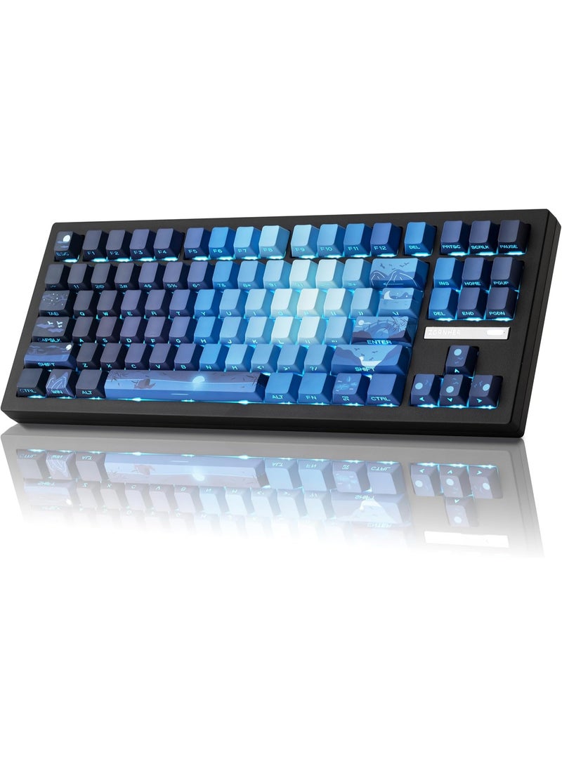ZORNHER ZH870 Wireless Mechanical Gaming Keyboard,80% Blue Custom Creamy Sound Keyboard with Lighted Up Dye Sublimation PBT Keycaps,Pre-lubed Linear Switches,Hot-Swappable,RGB Backlit - Image 1