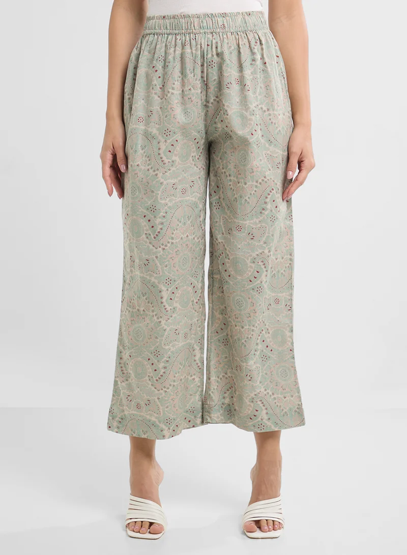 Biba Printed V-Neck Kurta & Pant Set