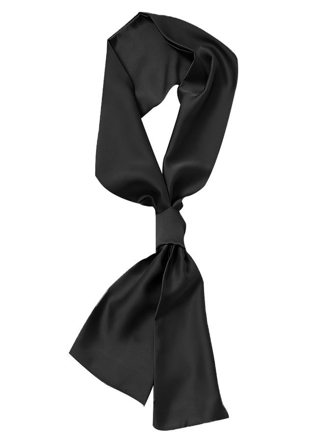vimate Black Scarf for Women-Long Solid Satin Scarf for Neck Fashion Bag Accessories Hairscarf Hairband(Style 44-Black), 59*5.5‘’ - Image 1