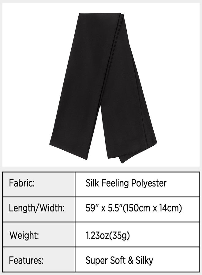 vimate Black Scarf for Women-Long Solid Satin Scarf for Neck Fashion Bag Accessories Hairscarf Hairband(Style 44-Black), 59*5.5‘’ - Image 5