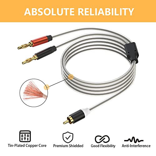 HOSONGIN RCA to Banana Plug Speaker Cable 3.3 Feet -2 Pack, Gold-Plated Dual-Shielding Hi-Fi Stereo Cable for Home Theater/Amplifier/Subwoofer/Speaker/Audio Receiver/Vinyl Record Player/SoundBar - Image 4