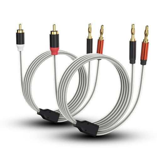 HOSONGIN RCA to Banana Plug Speaker Cable 3.3 Feet -2 Pack, Gold-Plated Dual-Shielding Hi-Fi Stereo Cable for Home Theater/Amplifier/Subwoofer/Speaker/Audio Receiver/Vinyl Record Player/SoundBar - Image 1