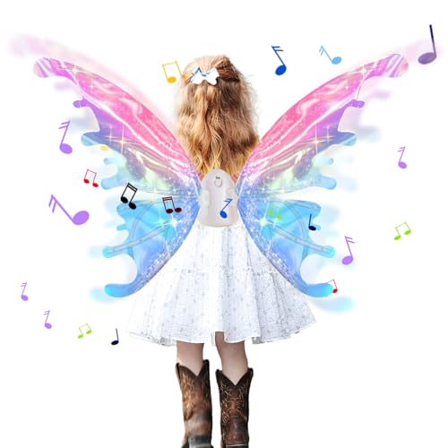 Kardeep Electric Fairy Wings for Girls Moving Butterfly Wings with LED Lights and Music light up fairy wings for Dogs for Birthday Halloween Christmas and Party Cosplay Dress Up Attire - Image 1