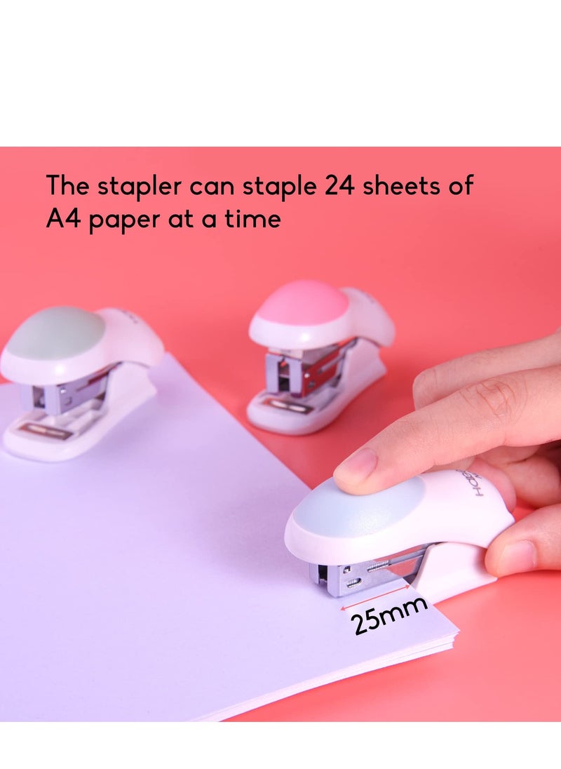 3 Pack Mini Stapler Set with 400 Standard Staples for Office and School Use, Compact Design for 2-24 Sheets, Includes Stapler Remover and Storage Box, Available in 3 Colors