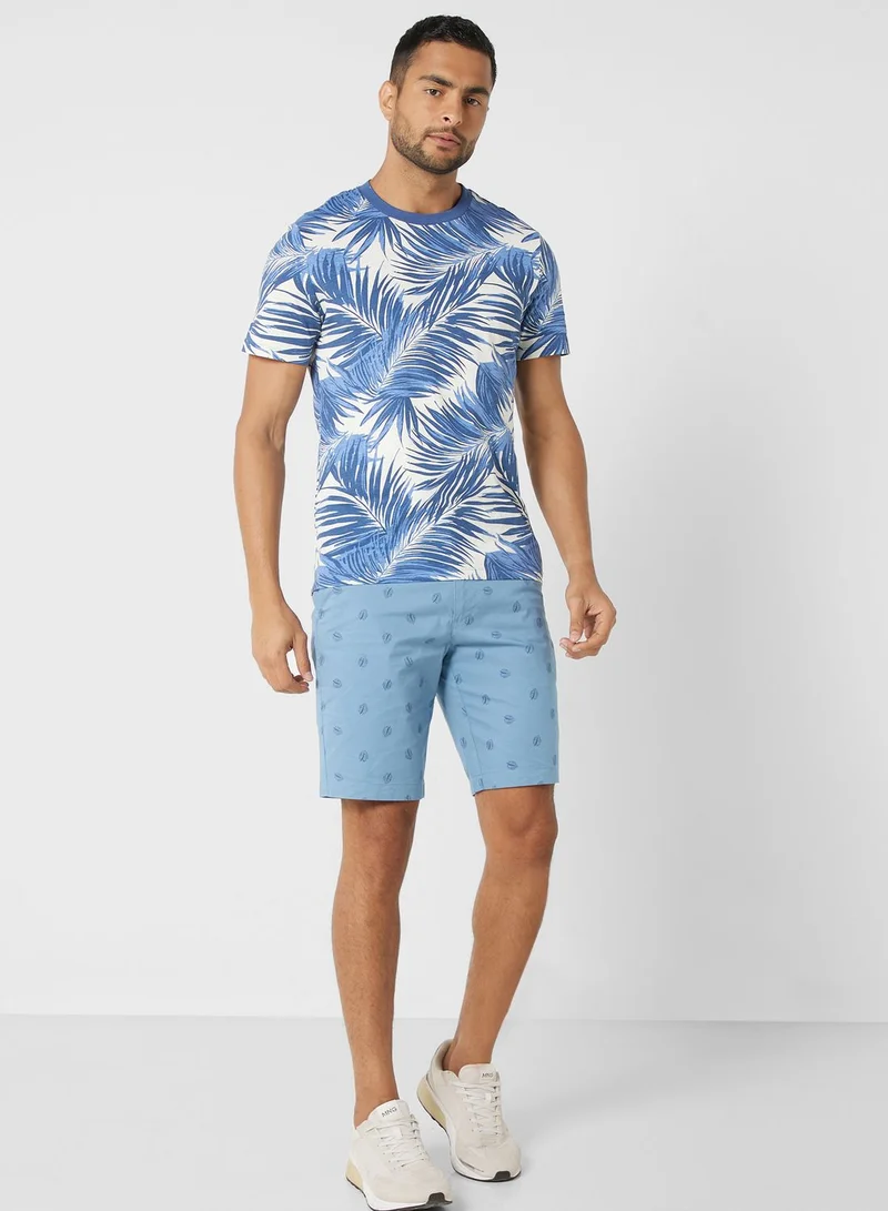 Mango Man Palm Print Crew Neck T-Shirt