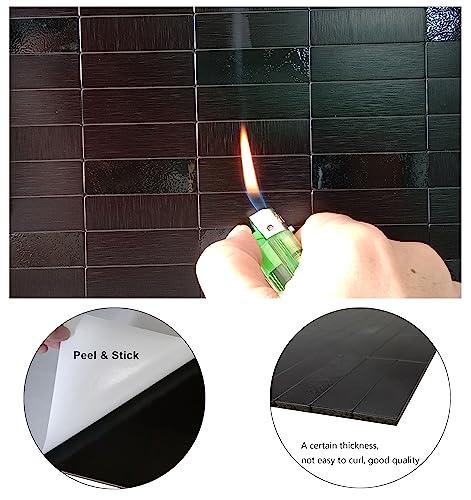 XUANINY Peel and Stick Tile Backsplash Self- Adhesive Wall Tiles Aluminum Mosaic Sticker for Kitchen (11.33"x11.85" Per Sheet, Pack of 10 pcs) (Black Brushed 10) - Image 4