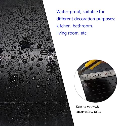 XUANINY Peel and Stick Tile Backsplash Self- Adhesive Wall Tiles Aluminum Mosaic Sticker for Kitchen (11.33"x11.85" Per Sheet, Pack of 10 pcs) (Black Brushed 10) - Image 5