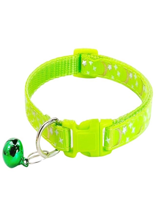 CCUUHJ Reflective Cat Collars Breakaway with Bell Moons Stars 2 Pack Girl Boy Pet Kitten Collar Adjustable 7.5-12.5 Inch (Green) - Image 2