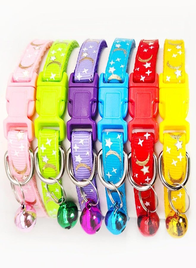 CCUUHJ Reflective Cat Collars Breakaway with Bell Moons Stars 2 Pack Girl Boy Pet Kitten Collar Adjustable 7.5-12.5 Inch (Green) - Image 4