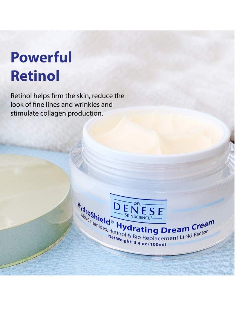 Dr. Denese Dr. Denese SkinScience HydroShield Hydrating Dream Cream Advanced Hydration with Retinol, Peptides & Cermides To Help Maintain Moisture Tone & Elasticity - Reduce the Look of Fine Lines - 3.4oz - Image 3