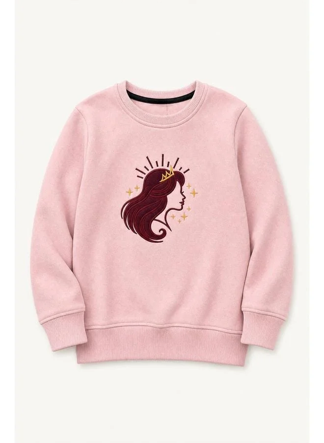 Perendi Girl's Appliqué Embroidered Bike Neck 2-Piece Sweatshirt.