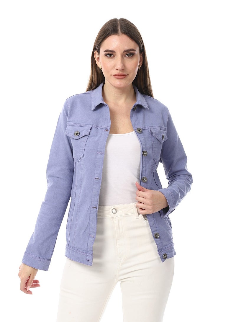 Andora Onyx Lavender Gabardine Casual Jacket_Lavender - Image 1