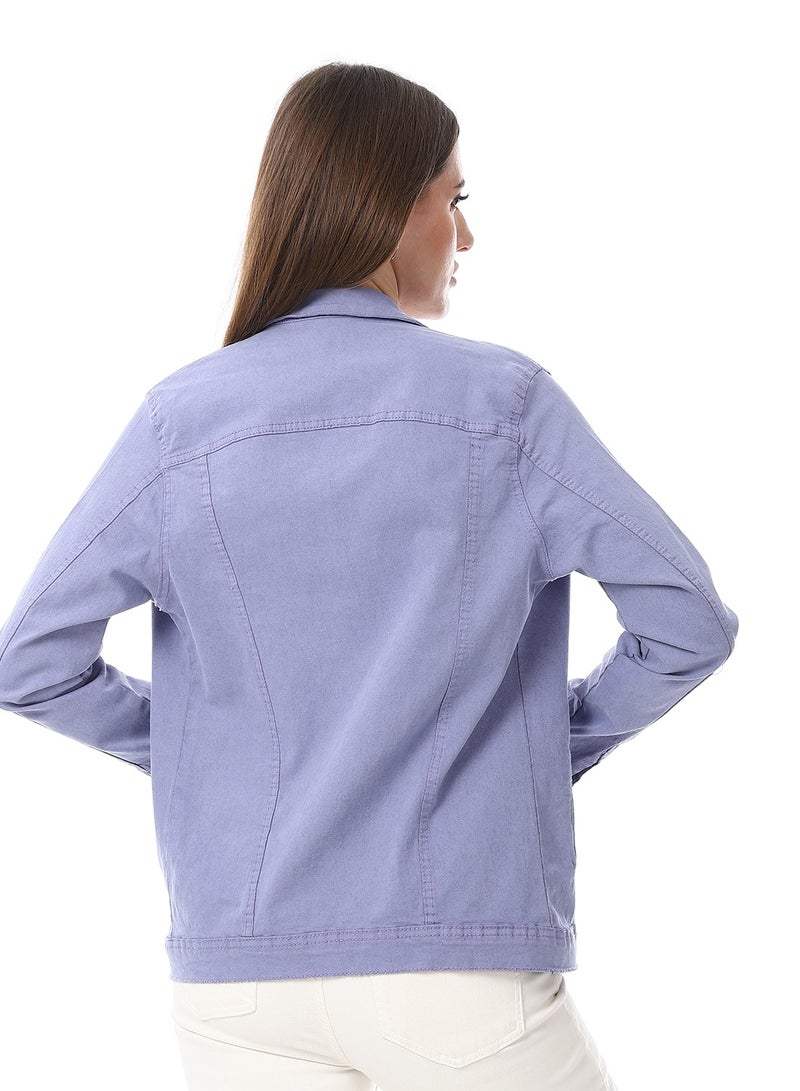 Andora Onyx Lavender Gabardine Casual Jacket_Lavender - Image 3