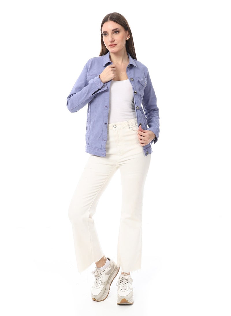 Andora Onyx Lavender Gabardine Casual Jacket_Lavender - Image 5
