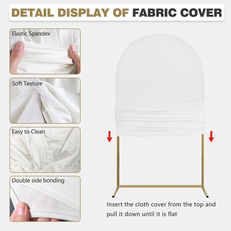 Holldoor Arch Backdrop Stand and Cover Set, 2 Metal Balloon Arch Backdrop 7.2ft 6ft, Gold Arched Stand Frame for Wedding, Parties,Birthday,Decorations (White,7.2ft+6ft) - Image 4