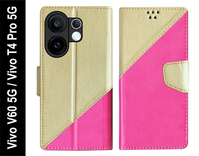 SBMS Flip Cover for Vivo V60 5G / Vivo V60e 5G / Vivo T4 Pro 5G Back Cover Case with Magnatic Closure | Inbuilt Stand | Card & Money Pocket (MultiPink) - Image 2