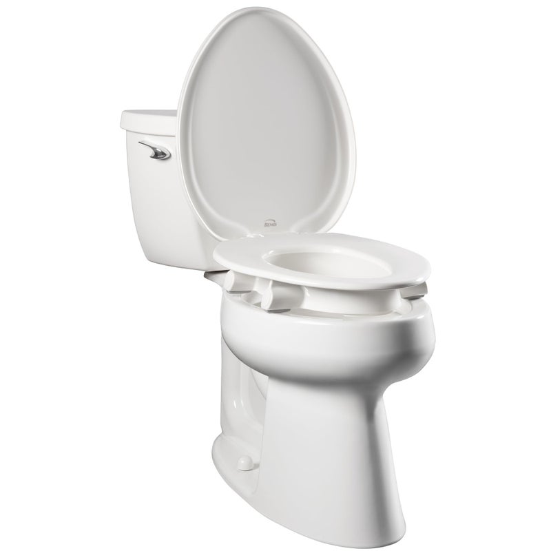 Bemis Assurance 3 Raised Toilet Seat for Seniors Made in USA Secure Hinges Clean Shield Guard Round White