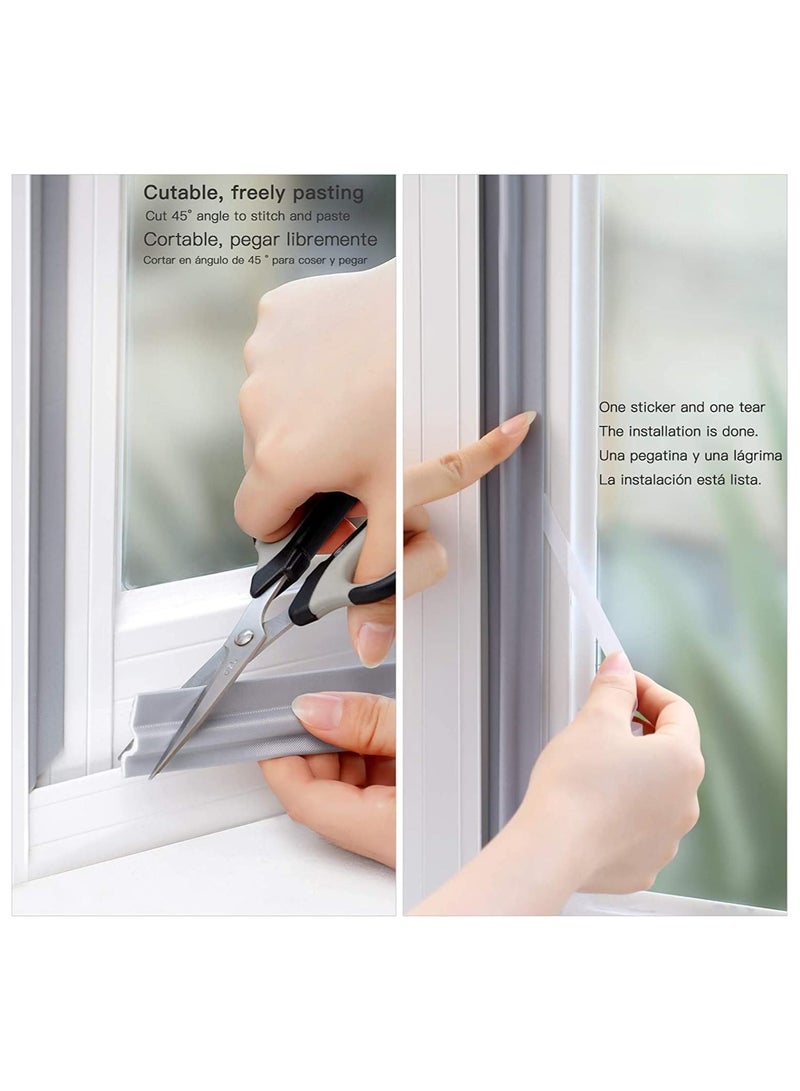 VIUAUAX Draft Excluders Seals, Soundproof Shockproof Dust prevention Wind Stopper, Window Door Weather Stripping, Self-Adhesive Cuttable Seal Strip, Length 3m (grey) - Image 2