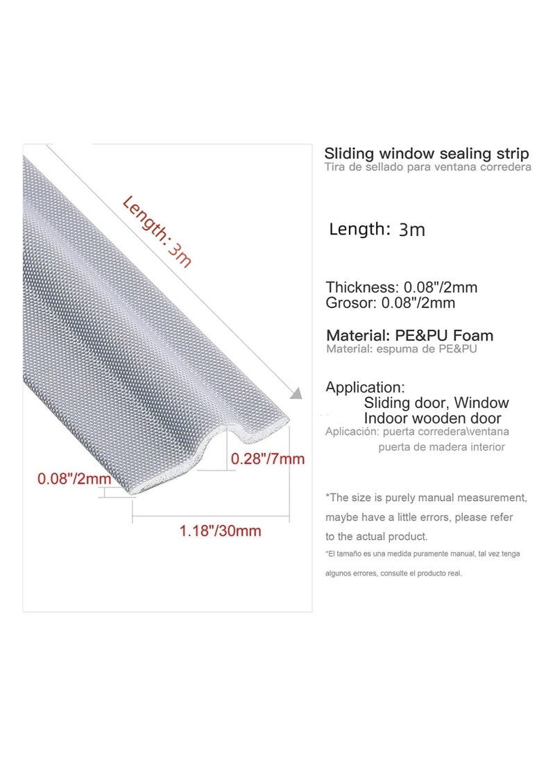 VIUAUAX Draft Excluders Seals, Soundproof Shockproof Dust prevention Wind Stopper, Window Door Weather Stripping, Self-Adhesive Cuttable Seal Strip, Length 3m (grey) - Image 4
