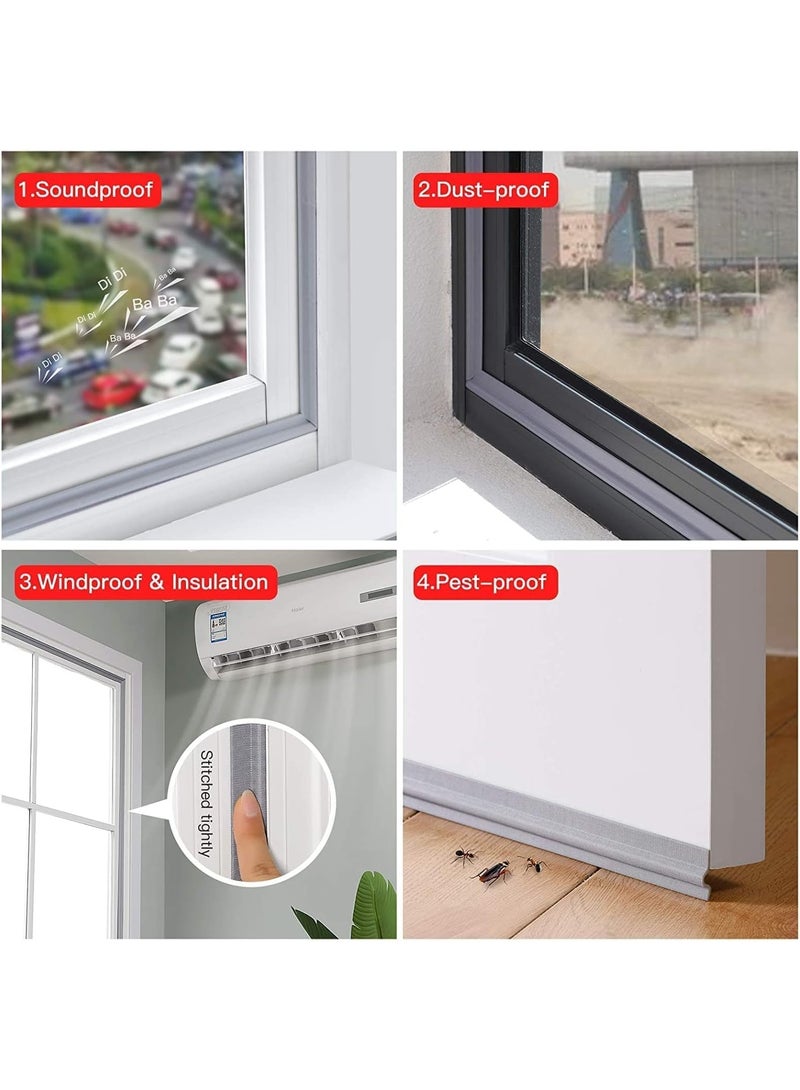 VIUAUAX Draft Excluders Seals, Soundproof Shockproof Dust prevention Wind Stopper, Window Door Weather Stripping, Self-Adhesive Cuttable Seal Strip, Length 3m (grey) - Image 5