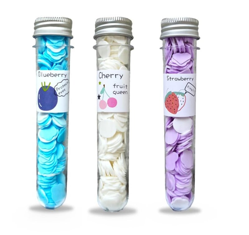 Generic CursiveTrendy Paper Soap Strips For Travel Essential For Women Men Kids Travel Accessories Dissolvable Sheets For Hand Wash Tube Box Pack of 3 BlueberryStrawberryCherry  - Image 1